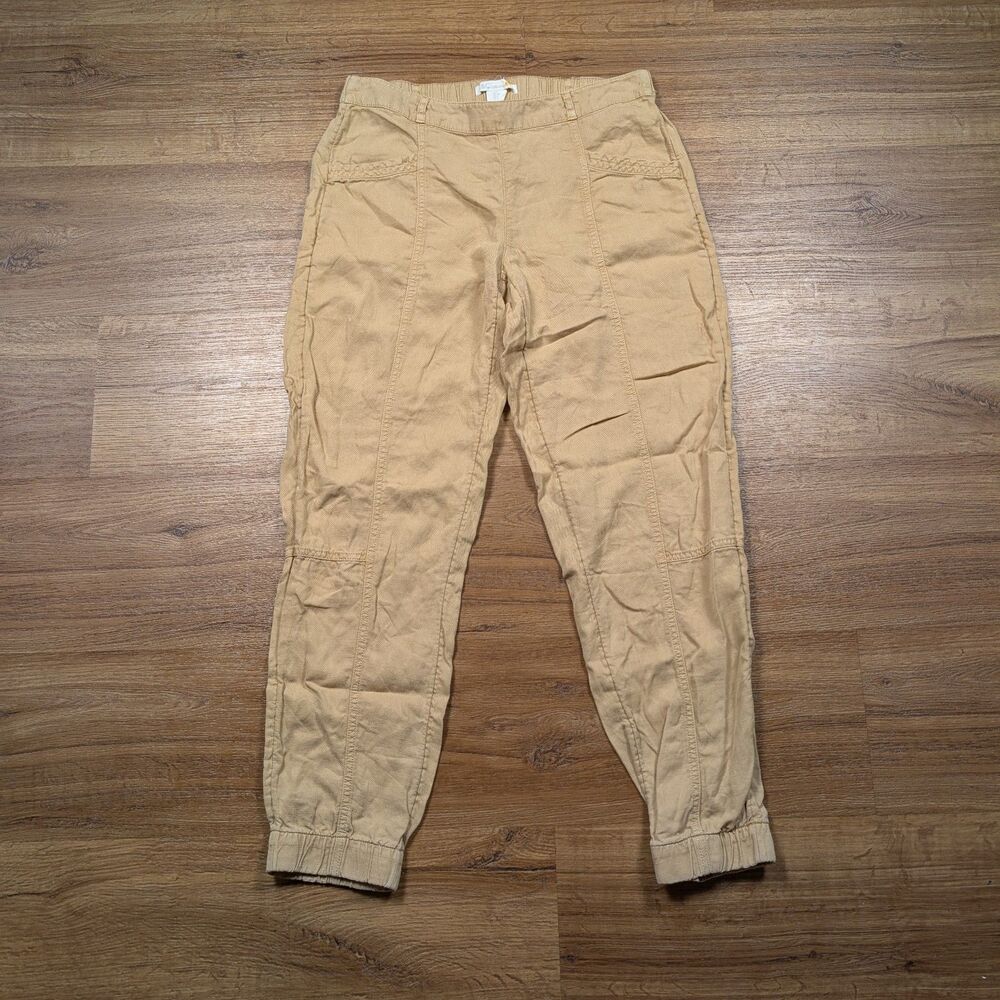 C&C California Linen Lyocell Blend Jogger Pants Men Small Beige Beach Coastal